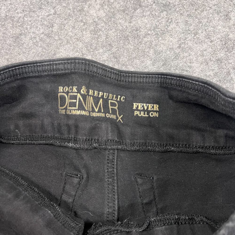 Rock & Republic Black Wash Denim Fever Pull-On Jegging Jeans Women's‎ Size 12 - Picture 2 of 7